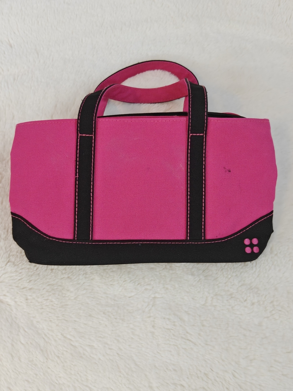 Bright Pink Canvas Tote Bag with Black Trim